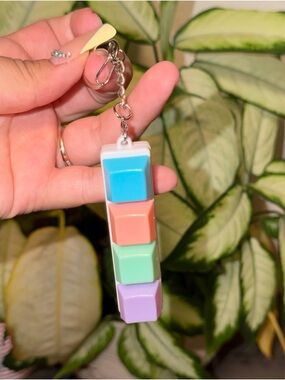 Pastel Pop Cube Keychain/clipboard clicker toy  - Blue, Coral, Mint, Lavender